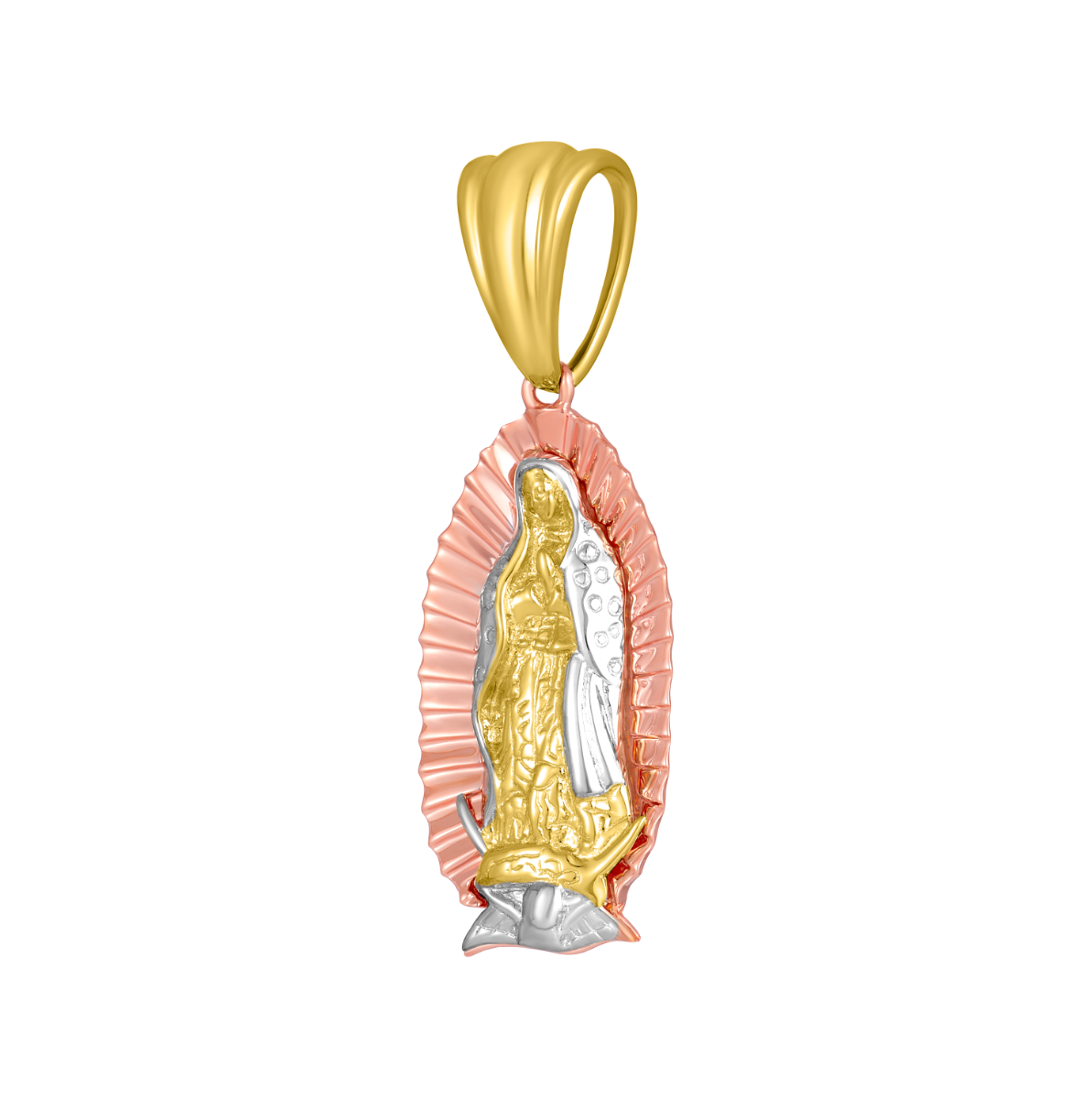 14K Tri Color Gold Lady of Guadalupe Pendant