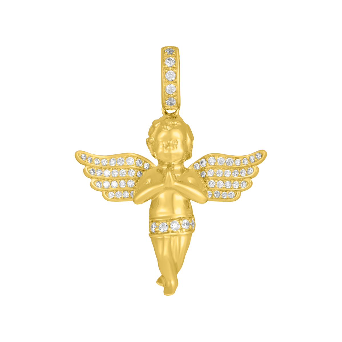 14K Yellow Gold Angel Cubic Zirconia Pendant