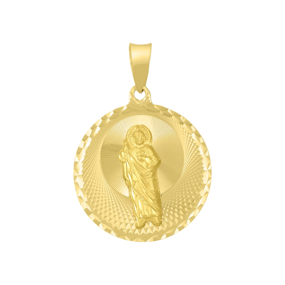 14K Tri Color Gold Reversable Guadalupe & St Jude Medal