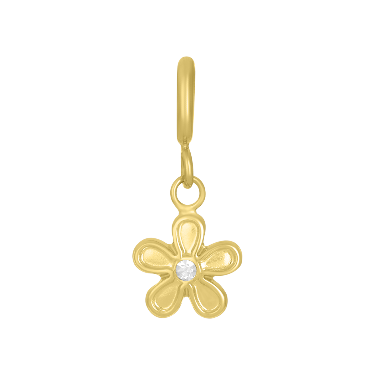 14K Yellow Gold Daisy CZ Charm Pendant
