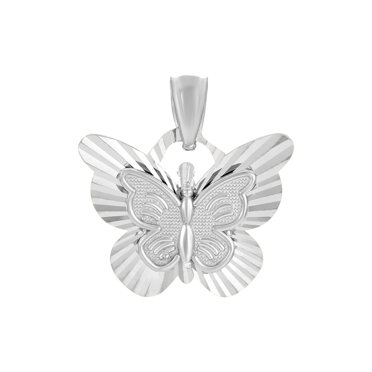 14K White Gold Butterfly Engravable Pendant