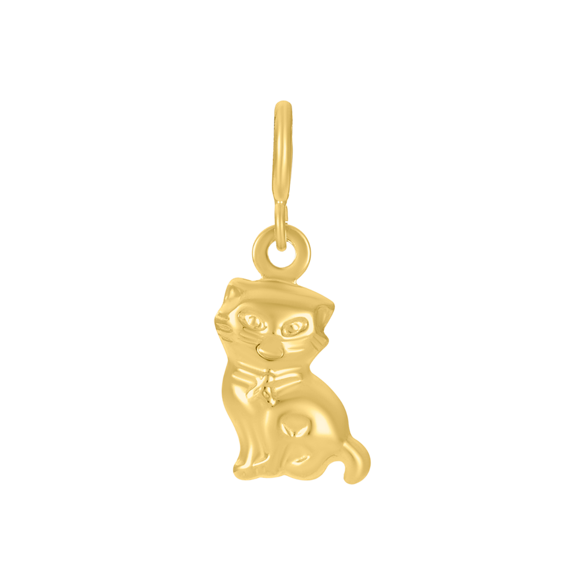 14K Yellow Gold Cat Charm Pendant