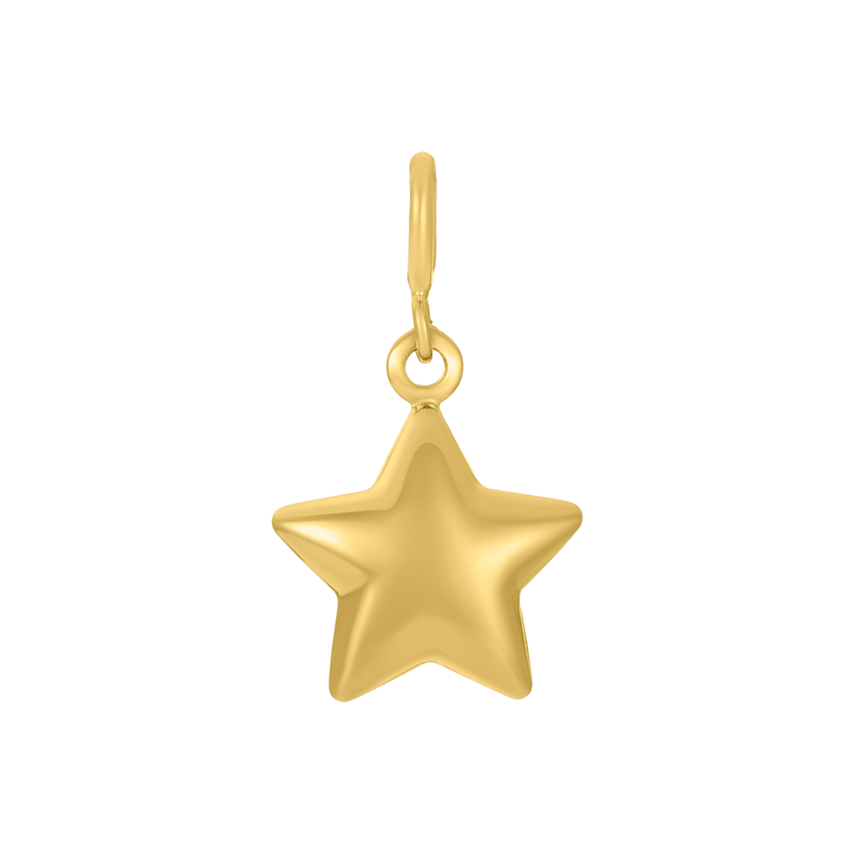 14K Yellow Gold Puff Star Charm Pendant