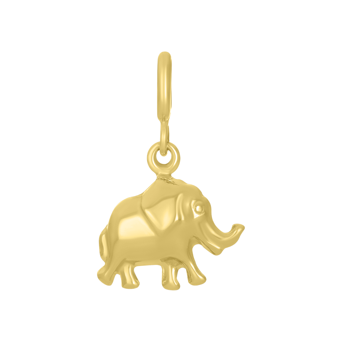 14K Yellow Gold Puff Elephant Charm Pendant