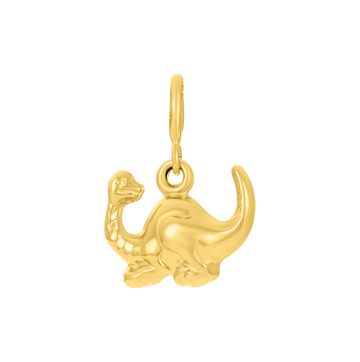 14K Yellow Gold Puff Dinosaur Charm Pendant