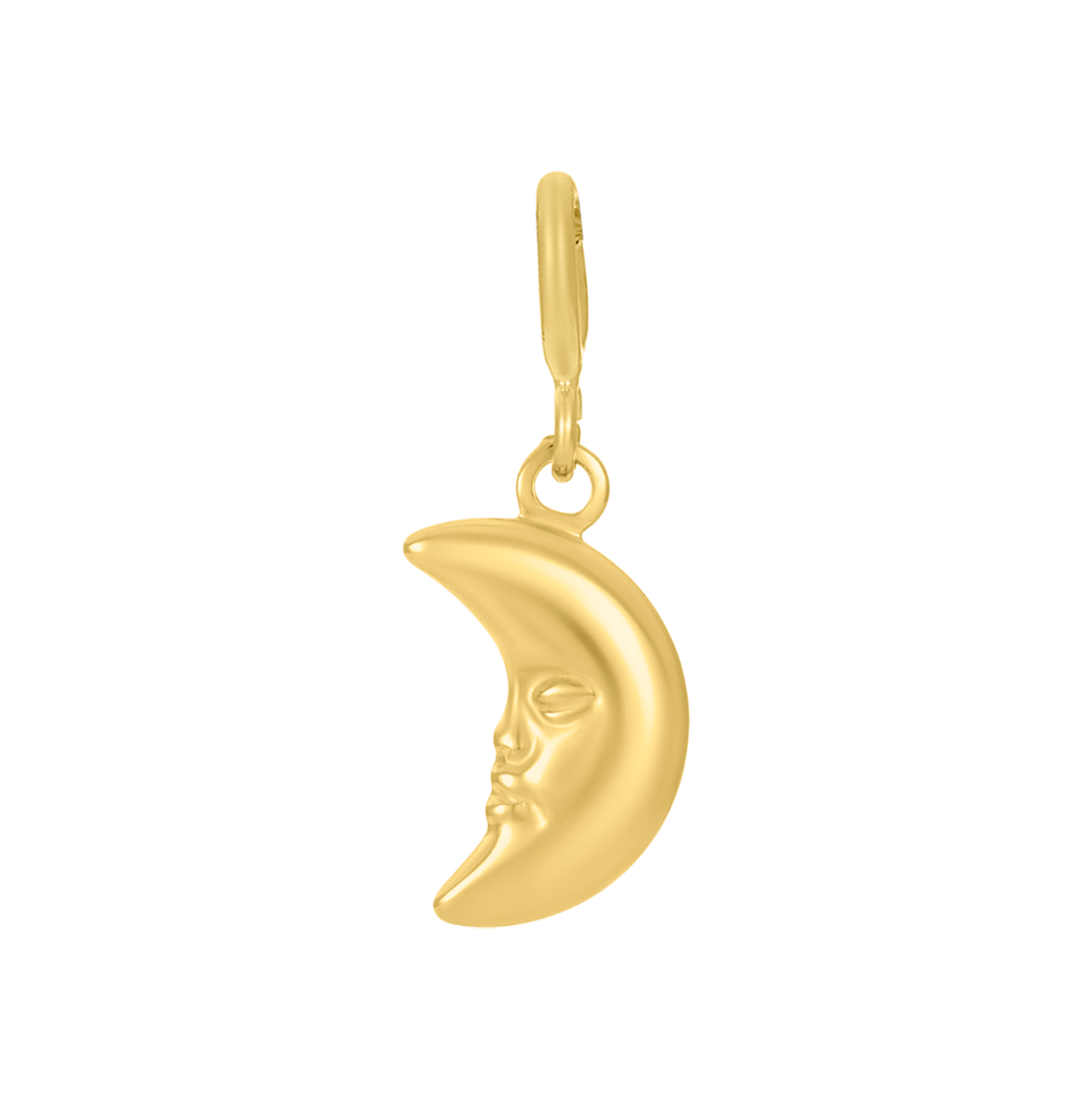 14K Yellow Gold Puff Crescent Moon Charm Pendant