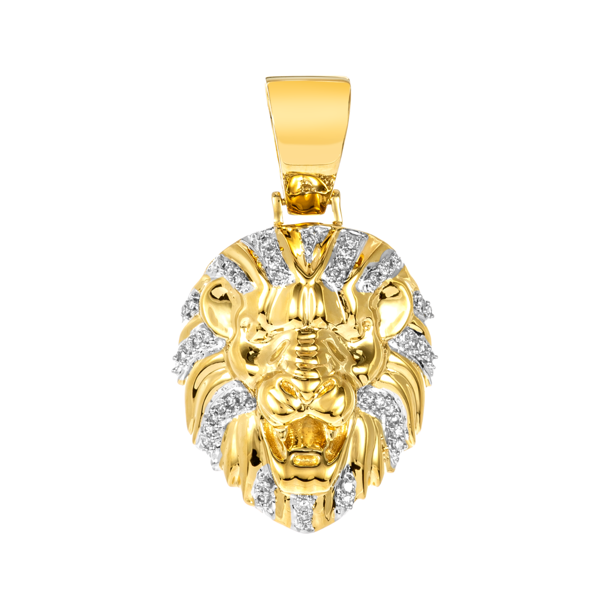 14K Yellow Gold Diamond Lion Pendant