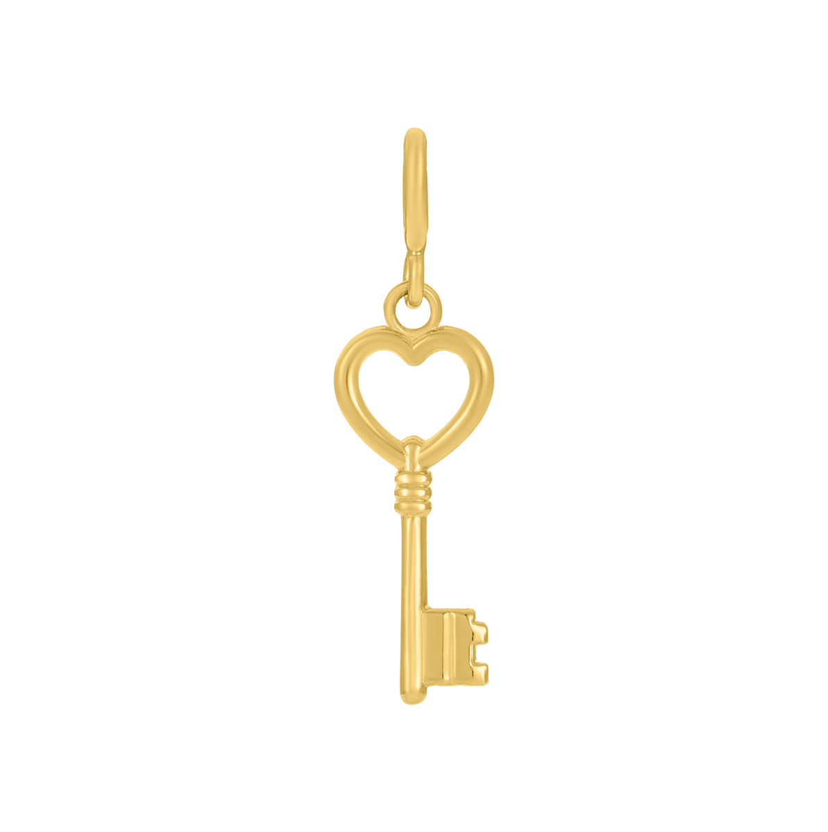 14K Yellow Gold Heart Key Charm Pendant