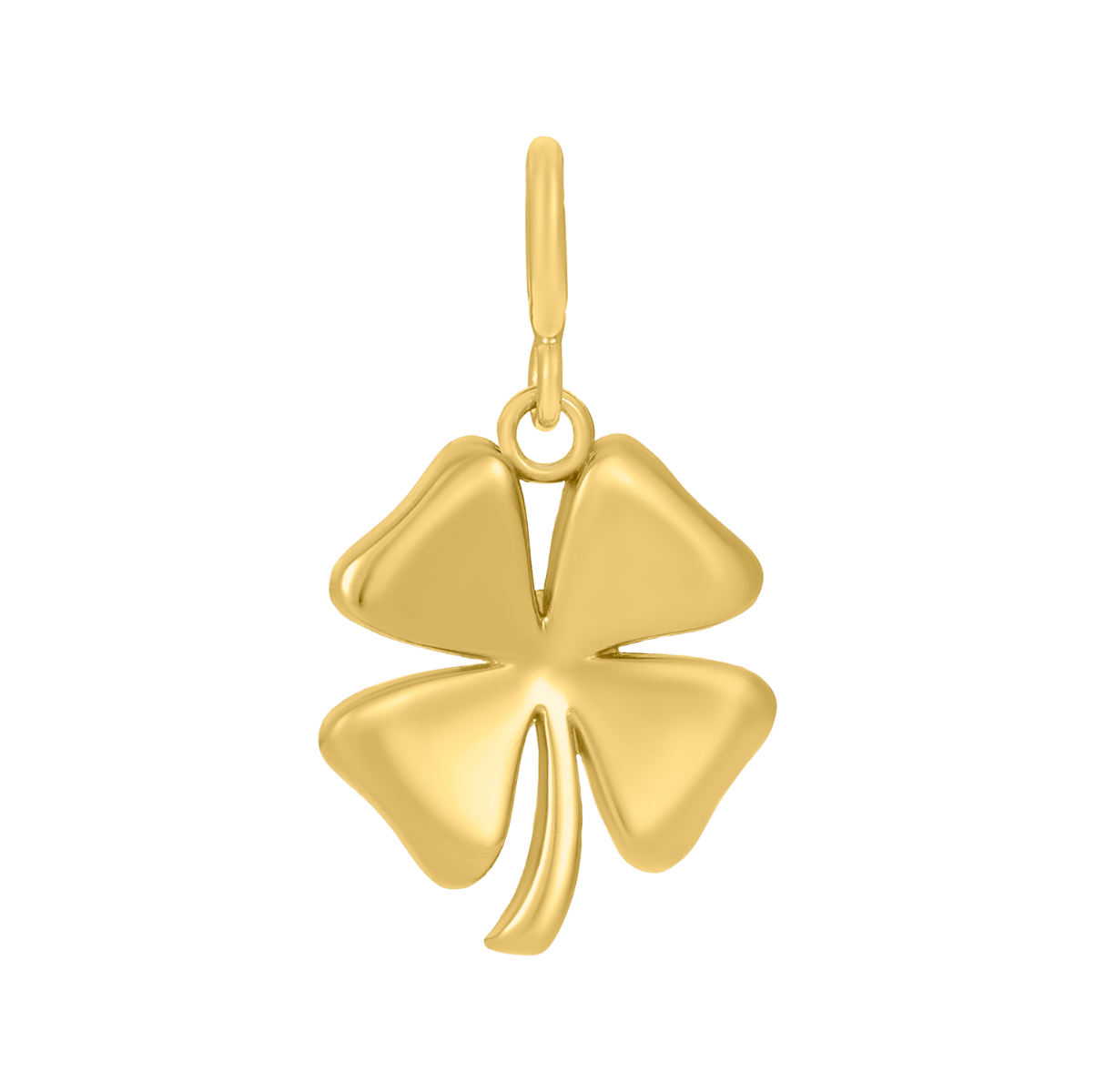 14K Yellow Gold Four Leaf Clover Charm Pendant