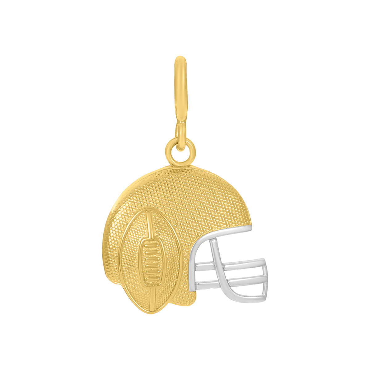 14K Two Tone Gold Football Helmet Charm Pendant