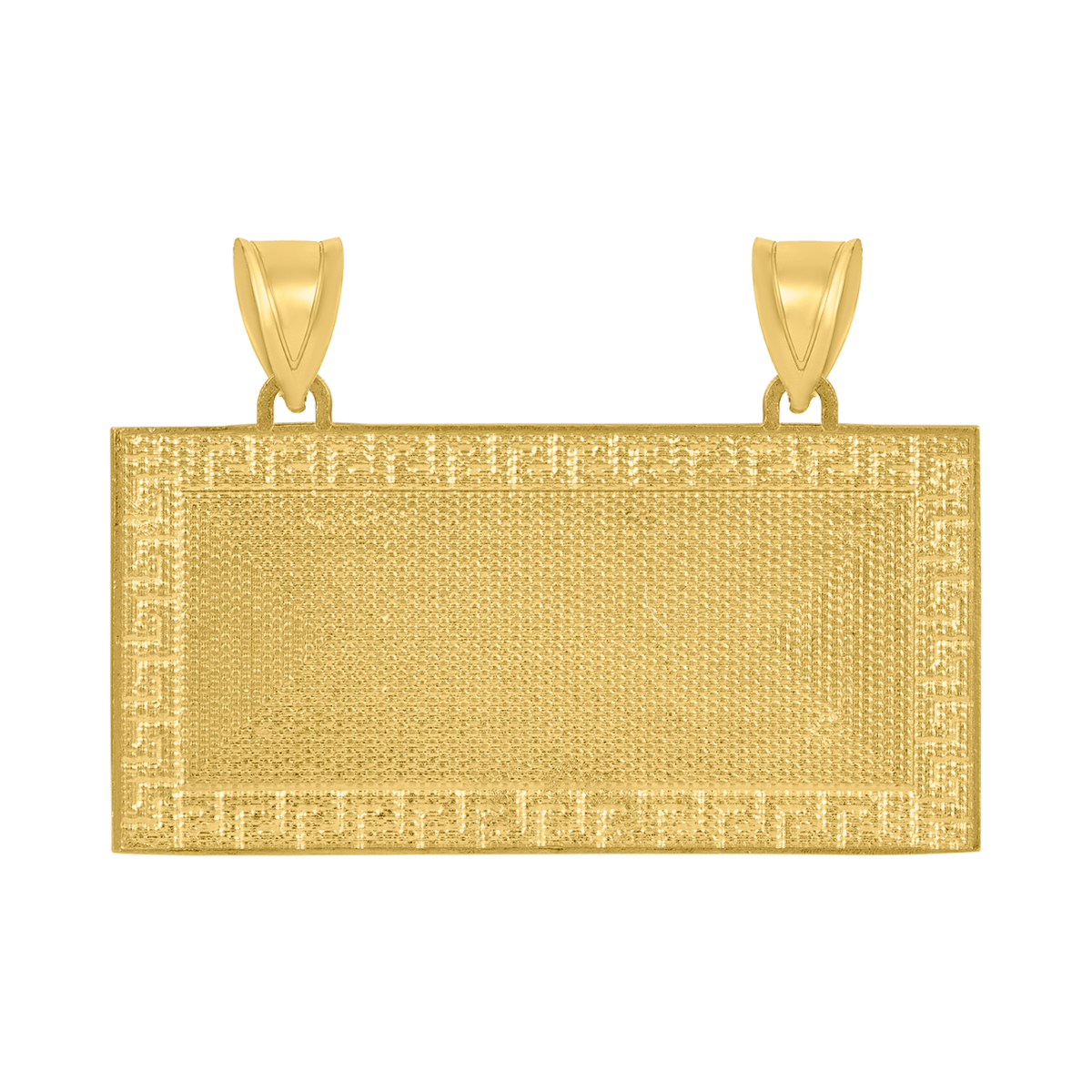14K Yellow Gold Greek Key Rectangle Plate Engravable Pendant