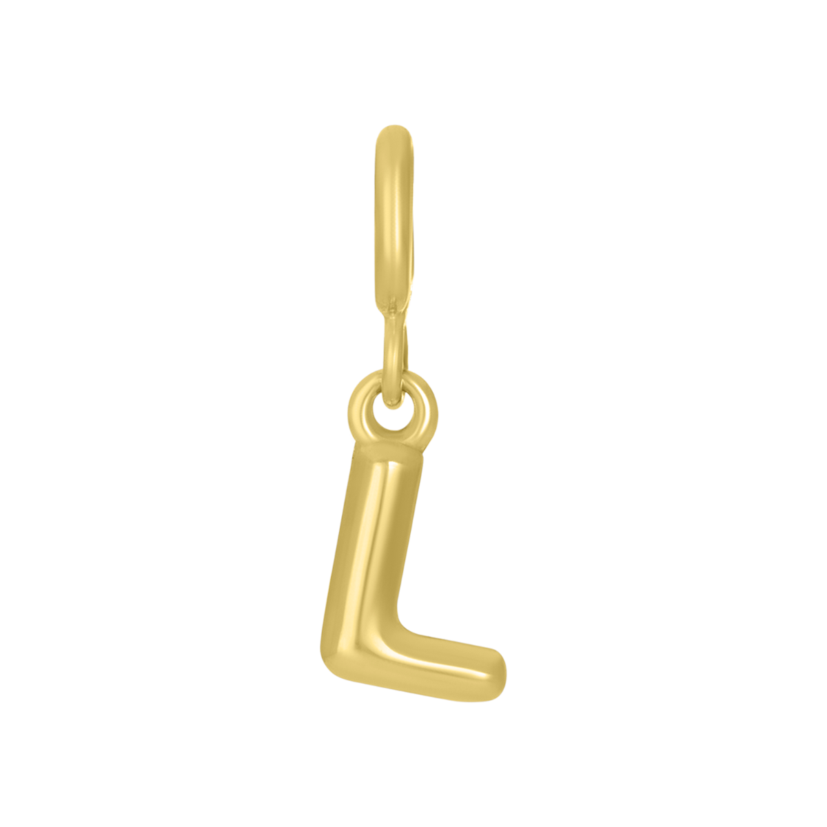 14K Yellow Gold 'L' Initial Puff Charm Pendant