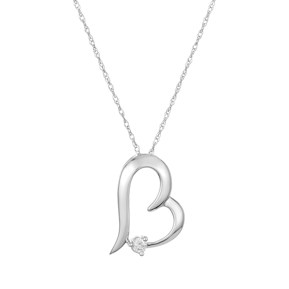 14K White Gold Heart Necklace