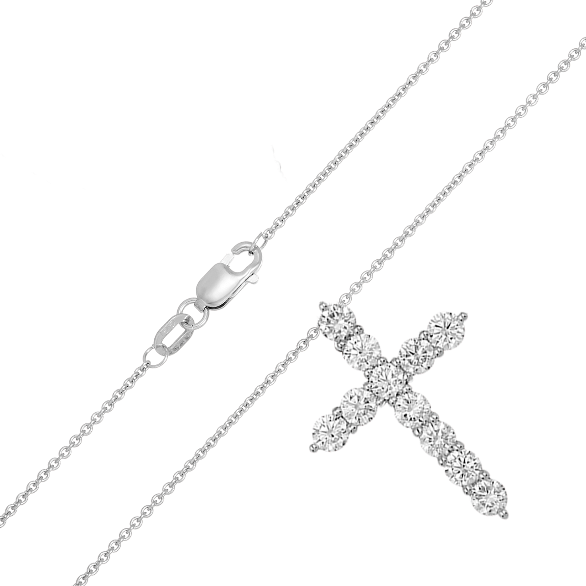 14K Gold Cross Lab Grown Diamond Necklace