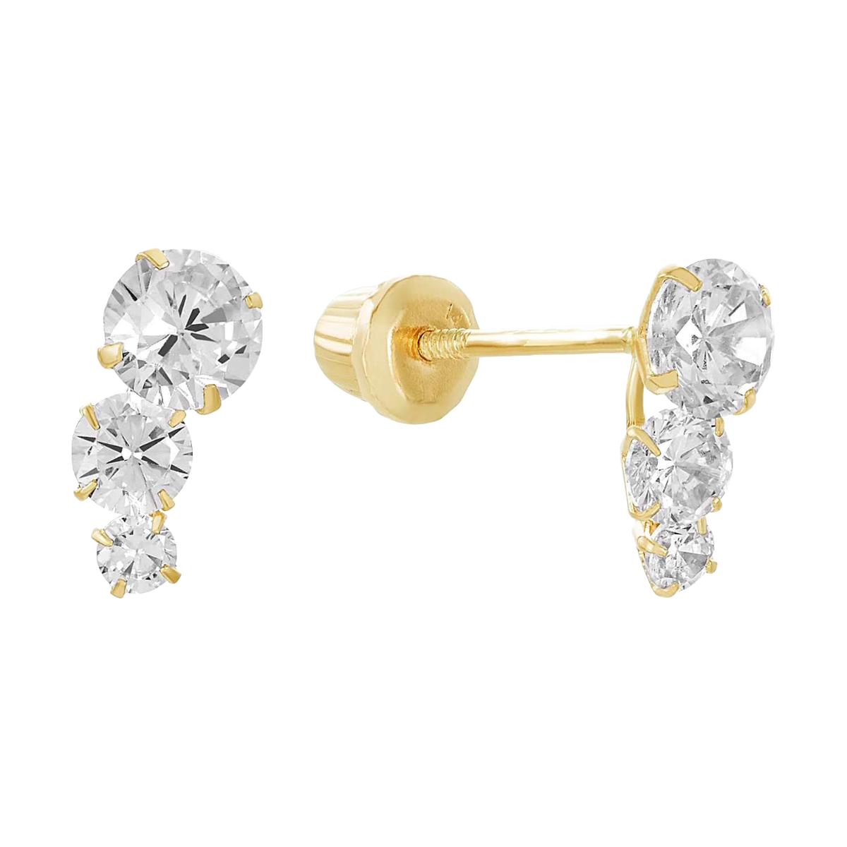 14K Yellow Gold Mini Crawler CZ Children's Earrings
