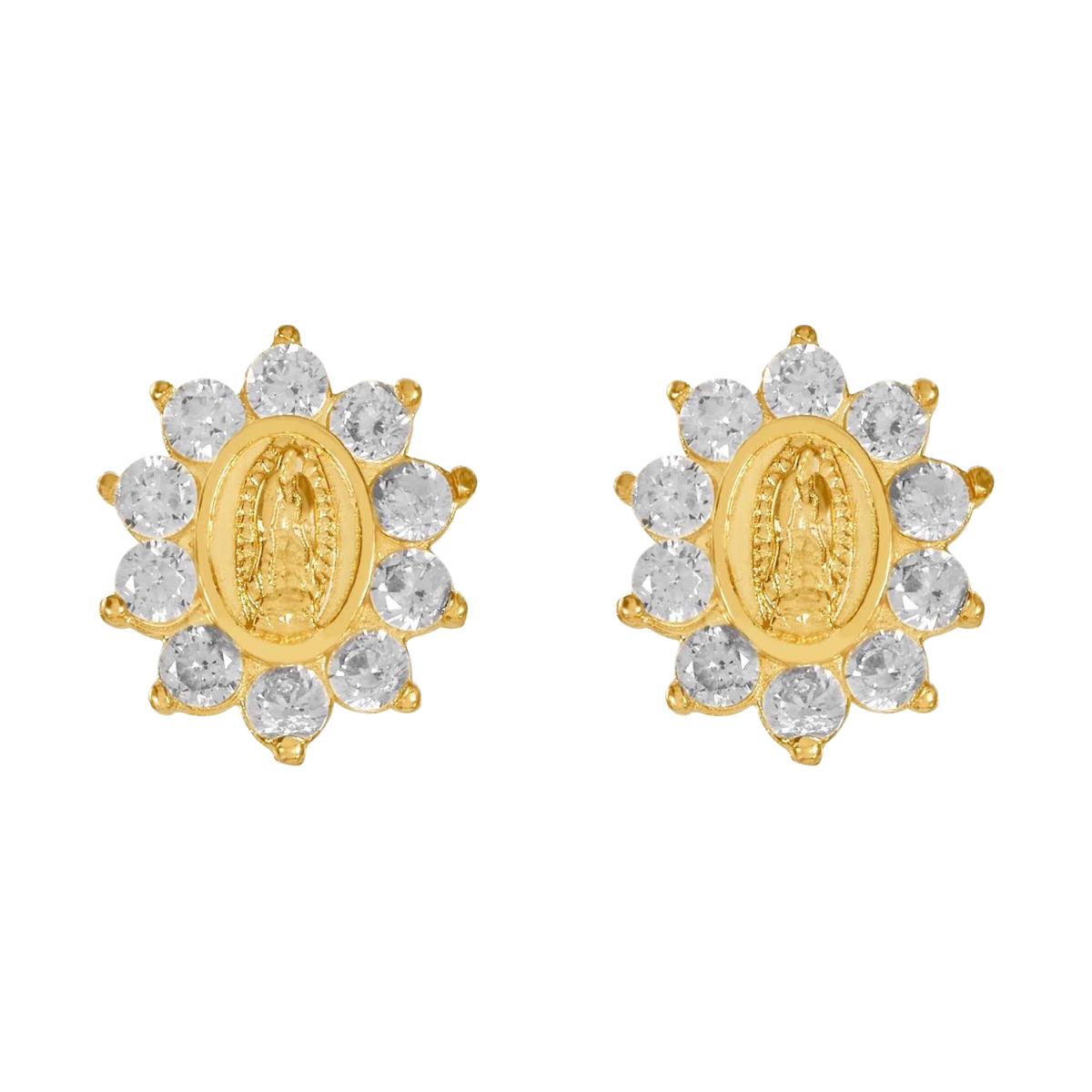 14K Yellow Gold Lady of Guadalupe Earrings