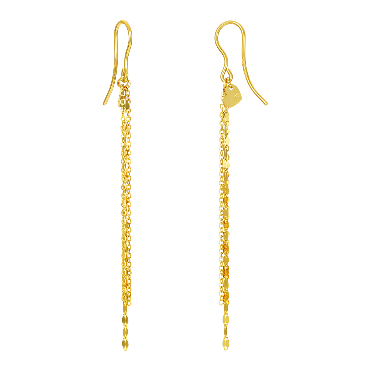14K Yellow Gold Chain and Heart Dangle Earrings