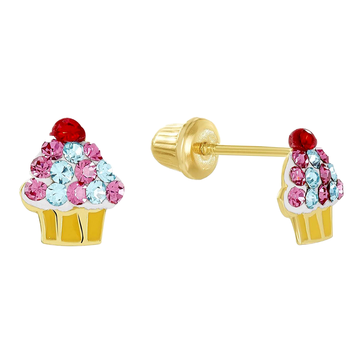 14K Yellow Gold Cupcake Children's Earrings