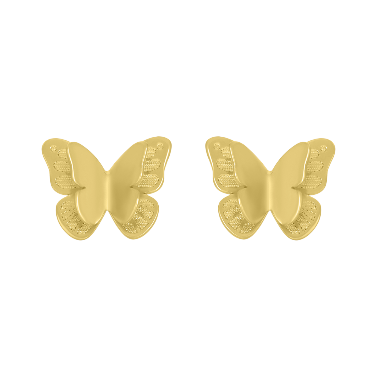 14K Yellow Gold Butterfly 3D Children's Earrings