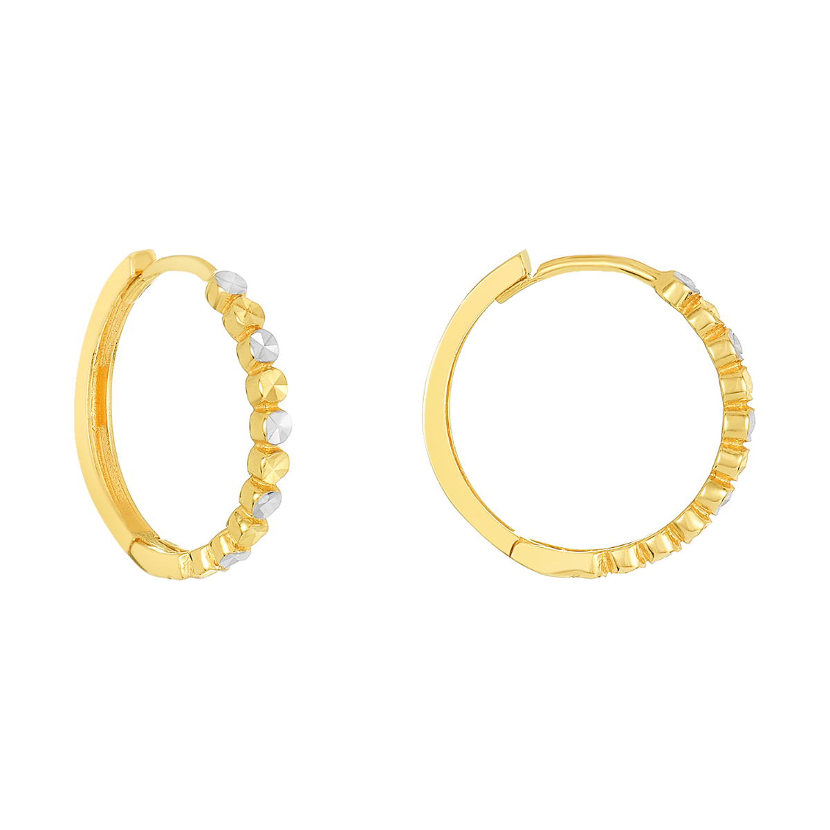 14K Two Tone Gold Circles Hoop Earrings