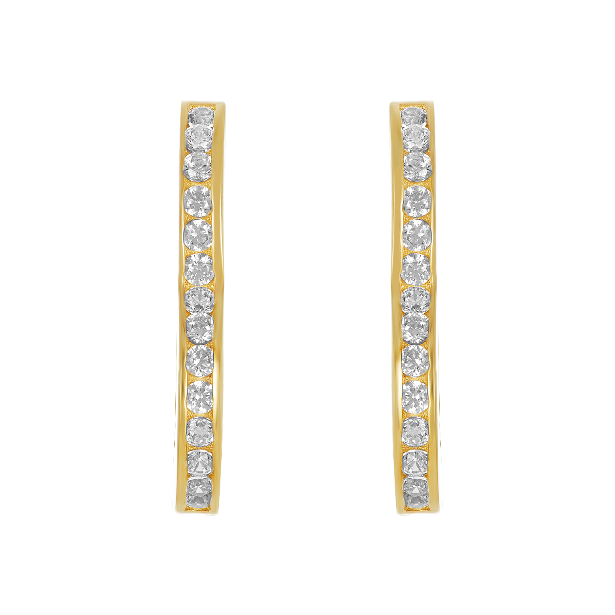 14K Yellow Gold Cubic Zirconia Heart Hoop Earrings