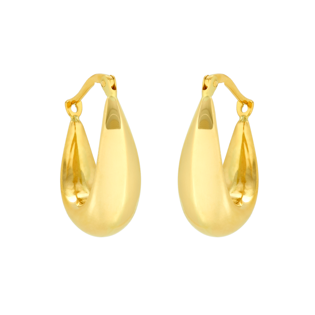 14K Yellow Gold 17mm Stamped Hoop Earrings
