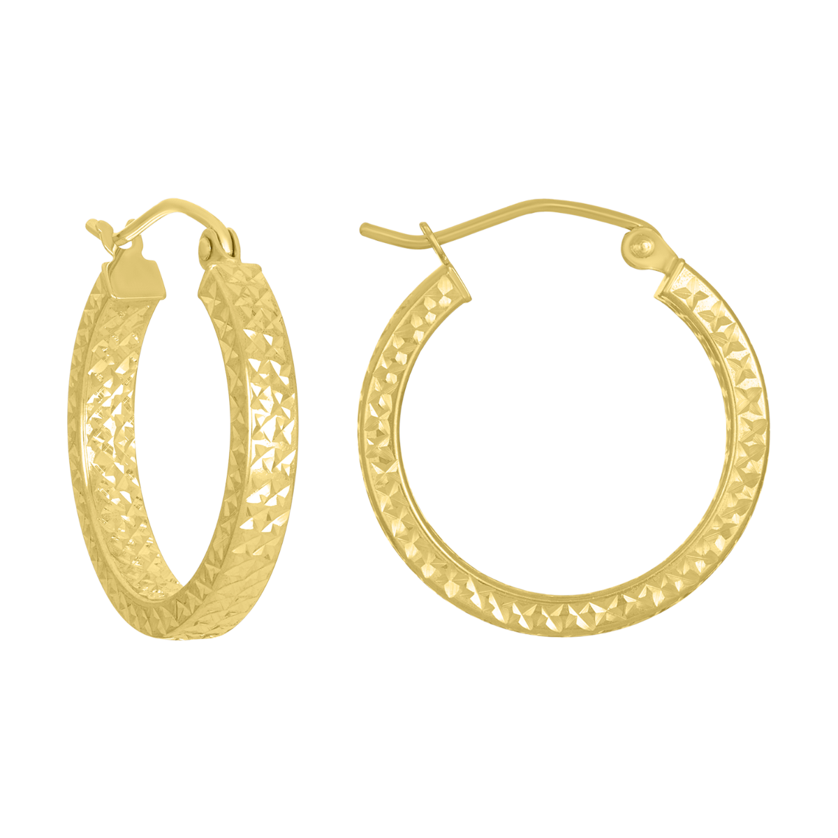 14K Yellow Gold Square Tube Hoop Earrings