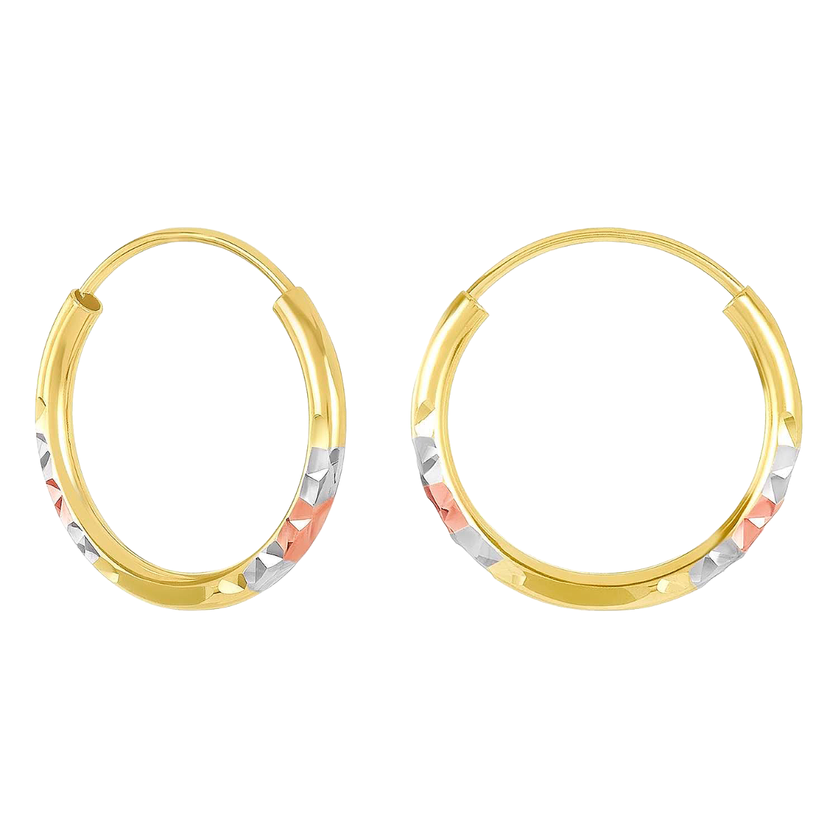 14K Tri Color Gold 17mm Endless Hoop Earrings