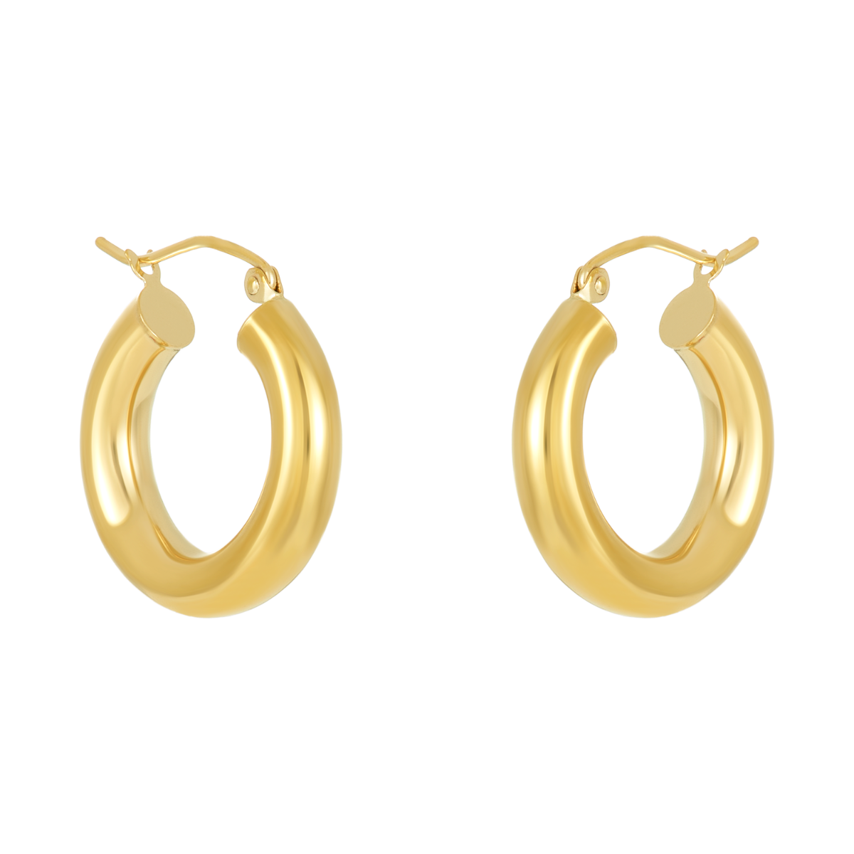 14K Yellow Gold 4X20mm Tube Hoop Earrings