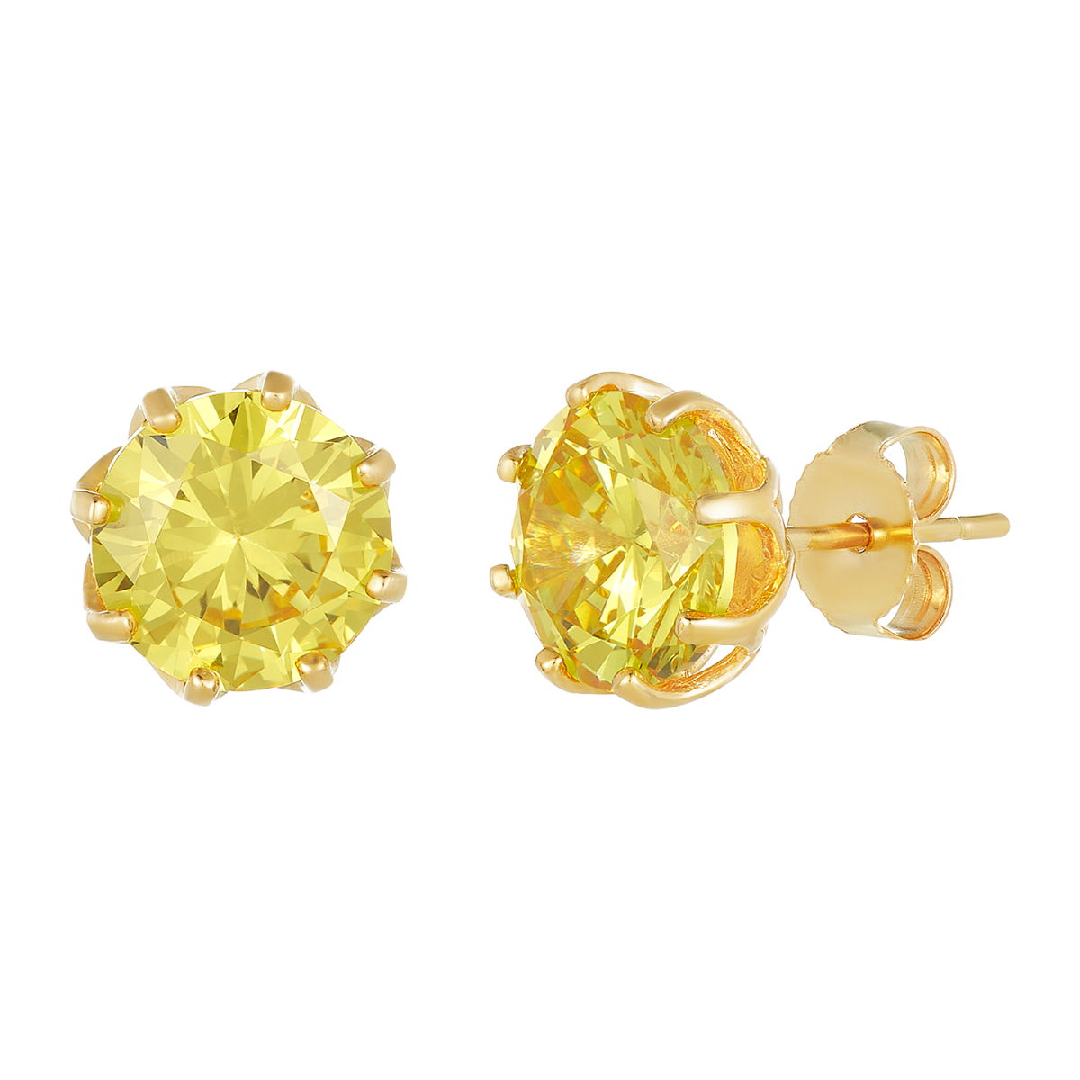 14K Yellow Gold Citrine Crown Basket Stud Earrings