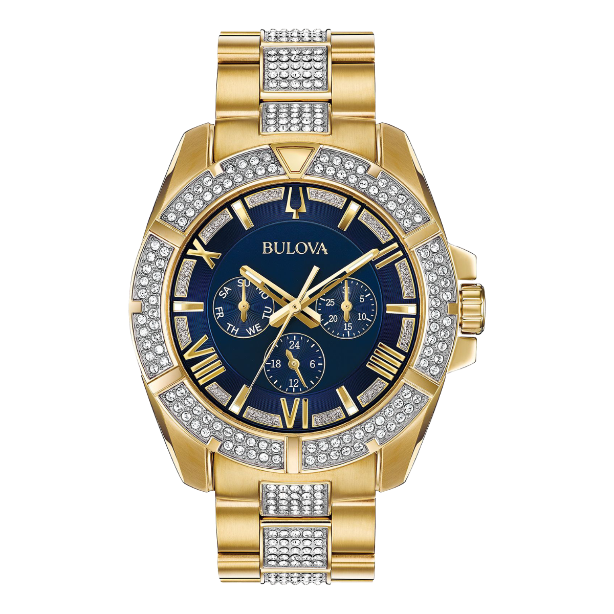 Bulova Octava Gold Tone Blue Dial Men's Watch - 98C128