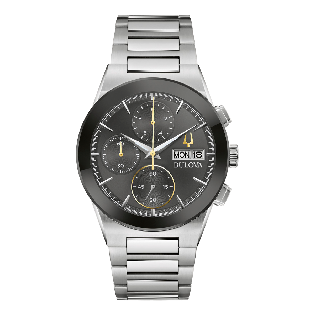 Bulova Millennia Silver Black Dial Men's Watch - 96C149