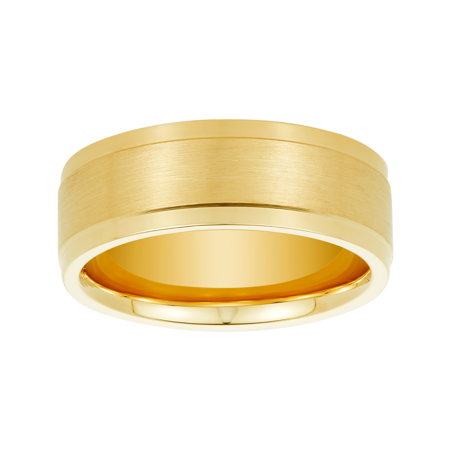 Men's Wedding Band 14K Yellow Gold 8mm Plain Satin Finish