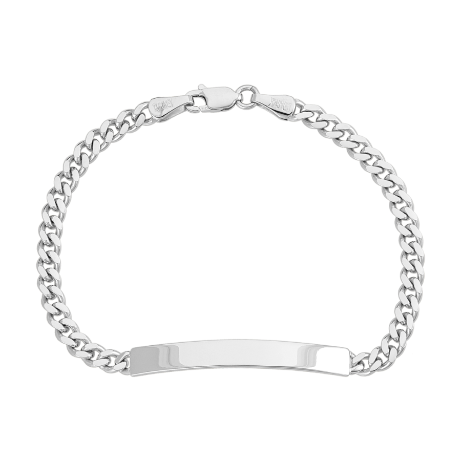 14K White Gold 4mm Cuban Link ID Bracelet