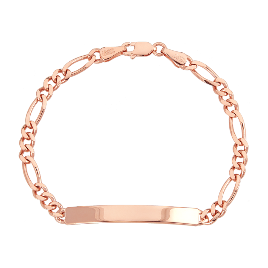 14K Rose Gold 4.3mm Figaro Link ID Bracelet