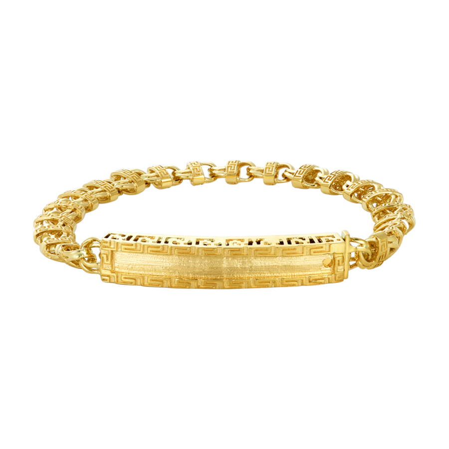 14K Yellow Gold 8.5mm Chino & Greek Box ID Bracelet for Men | Don