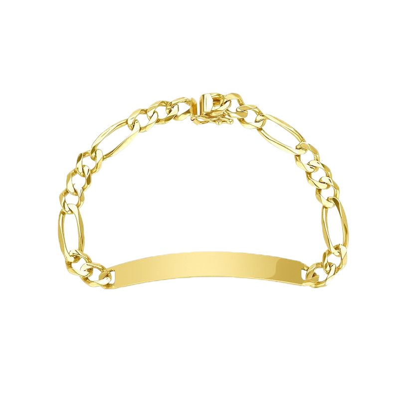 14K Yellow Gold 6.5mm Figaro ID Men's Bracelet | Don Roberto Jewelers
