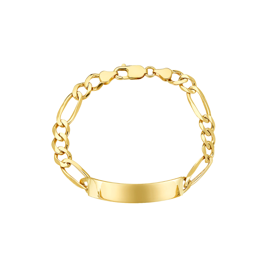 14K Yellow Gold 8mm Figaro Link ID Men's Bracelet