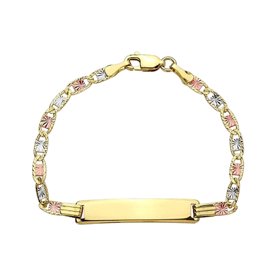 14K Gold Tri-Color Valentino Baby ID Bracelet