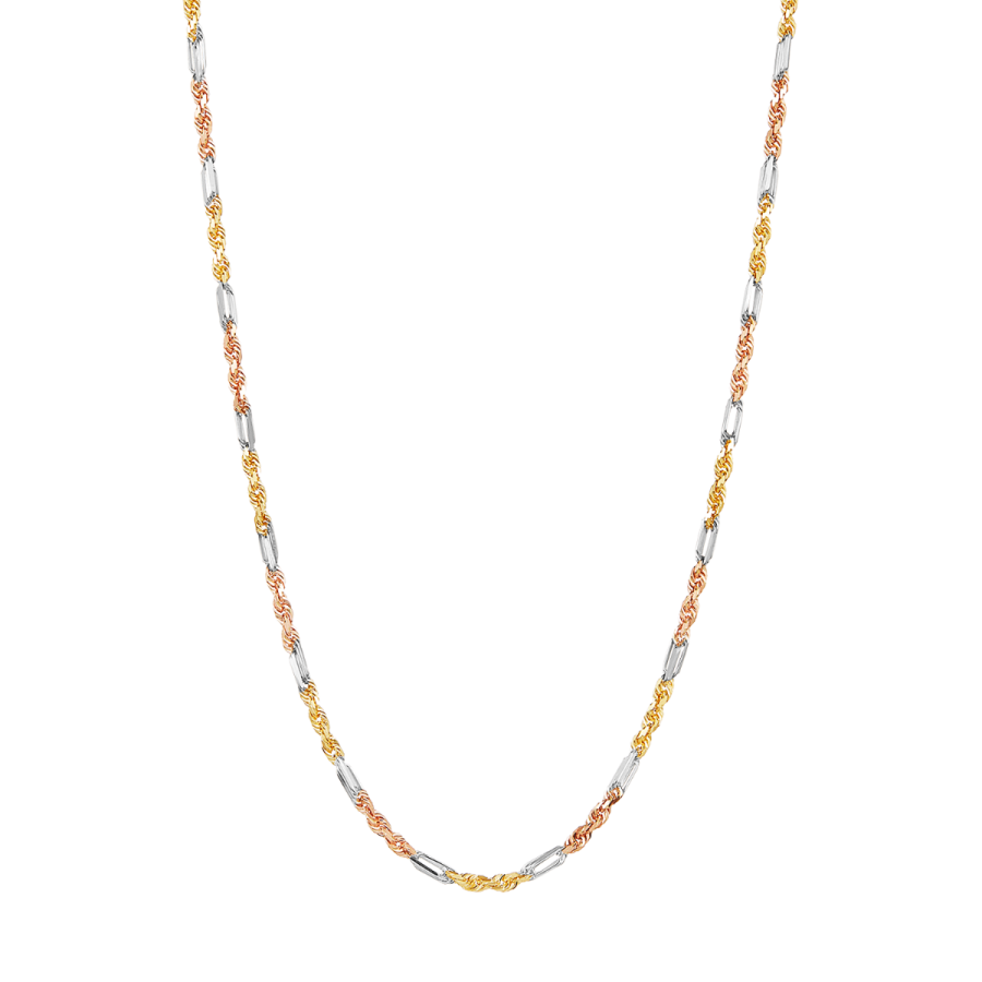 Buy 14K Gold Tri Color 3mm Figarope Chain Online at Best Price