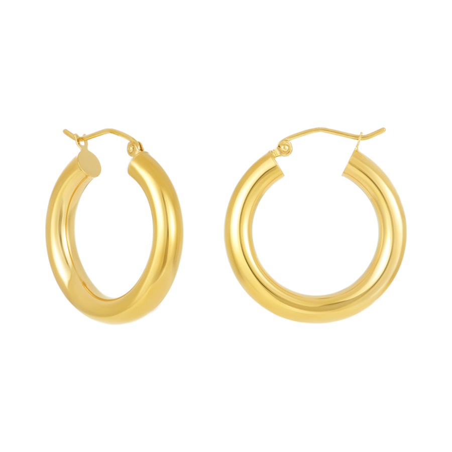 Hoop Earrings 14K Yellow Gold 4X25mm Tube | Don Roberto Jewelers
